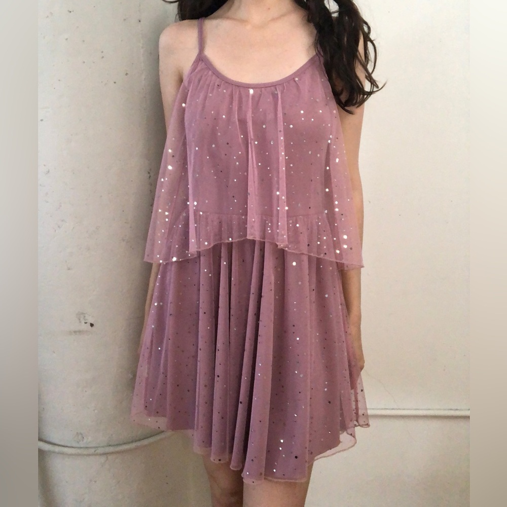 Purple Layered Dress with Sequins Size S